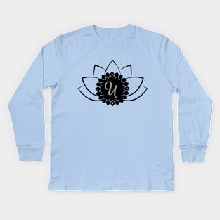 U - Lotus Flower Monogram Kids Long Sleeve T-Shirt